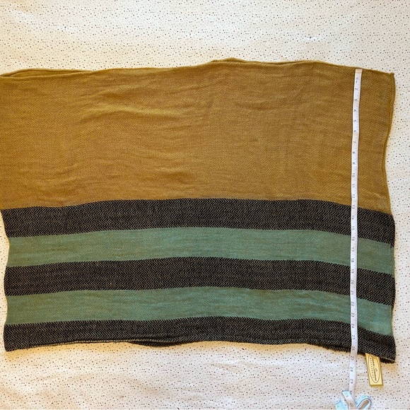 Striped Infinity Scarf in Green and Tan - Picture 2 of 4